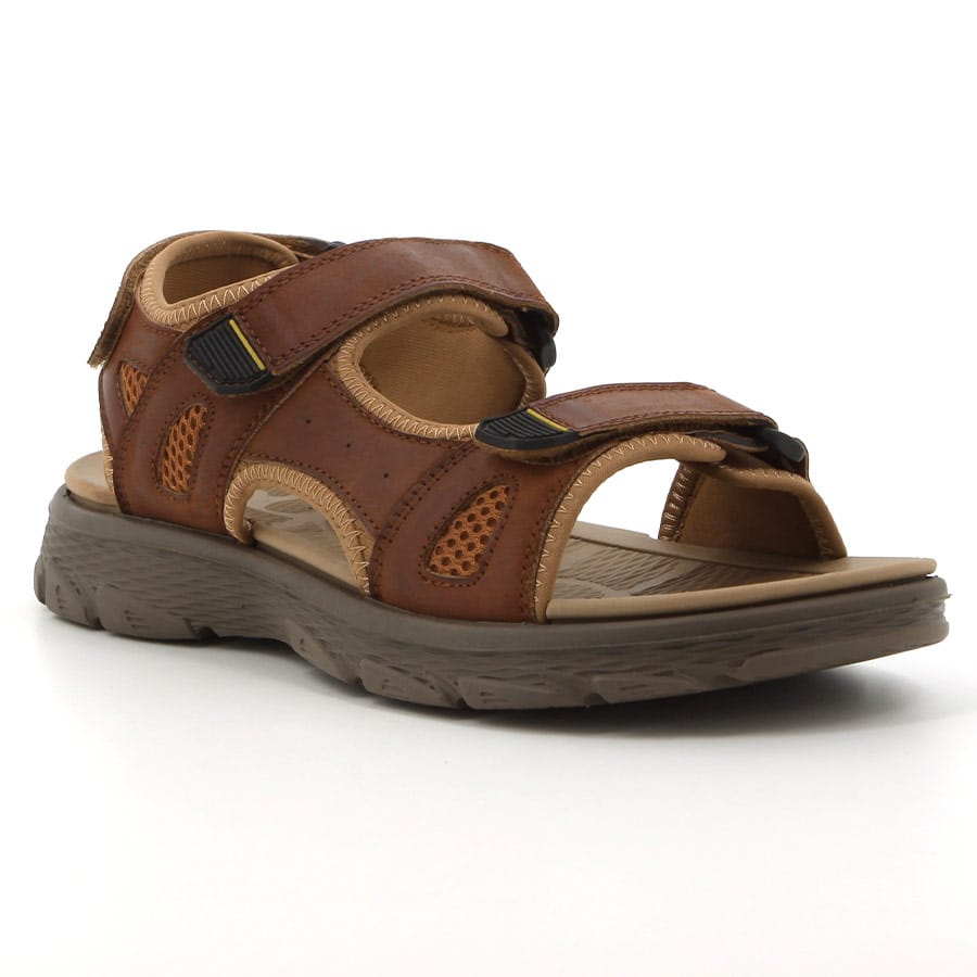 Soft Style Hush Puppies Harvie Sandals Red Brown Leather