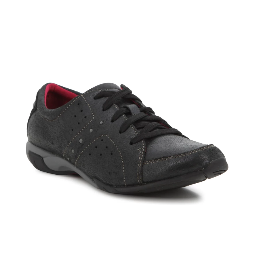 Soft Style Hush Puppies Lax Coil Black Metallic Leather