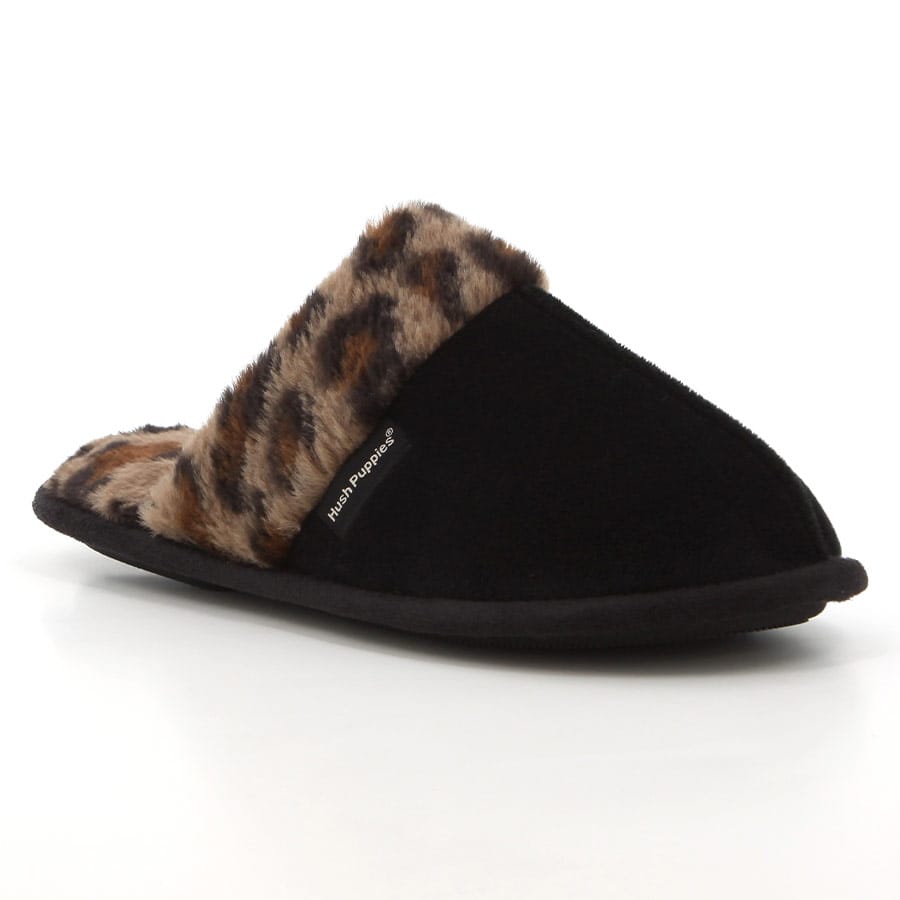 Soft Style Hush Puppies Lunara Slipper Black Leopard