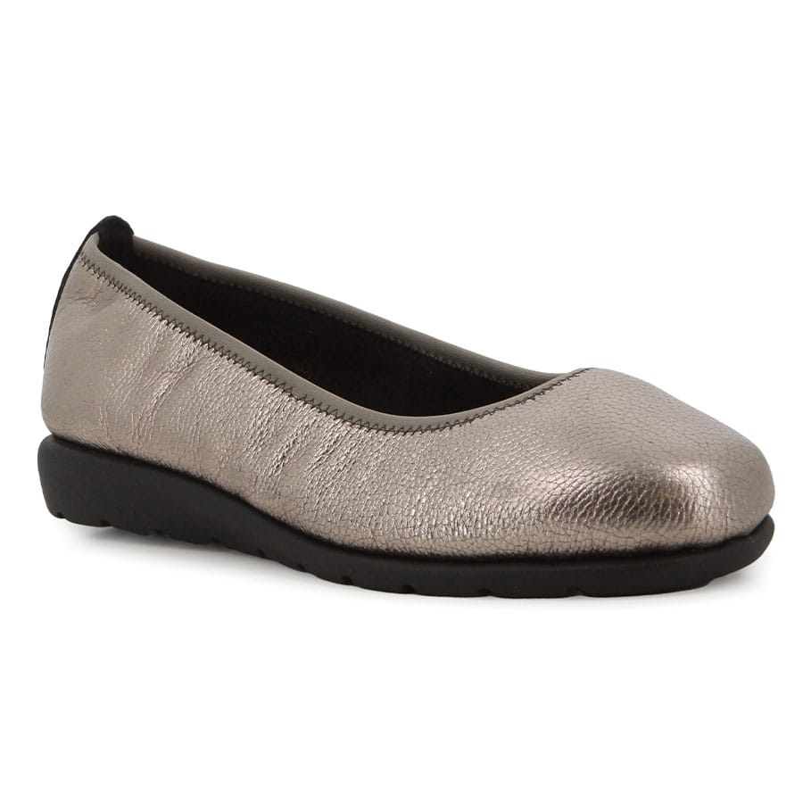 Soft Style Hush Puppies Momo Leather Flats Gunmetal
