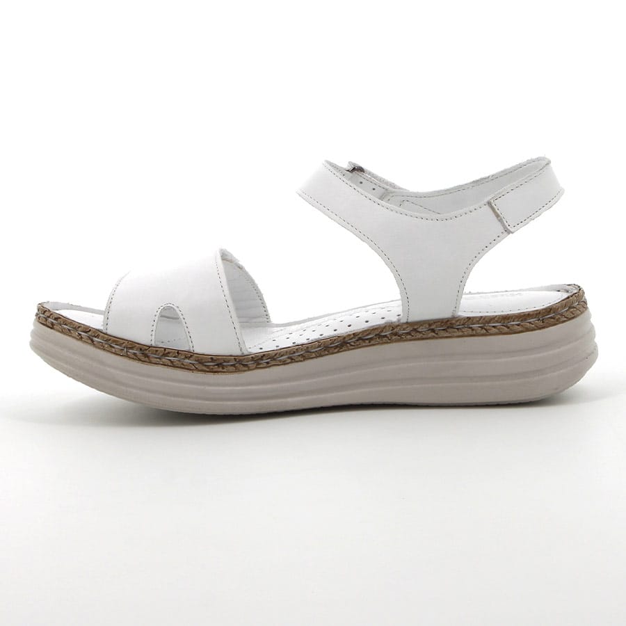 Soft Style Hush Puppies Nala Leather Sandals White Chrome