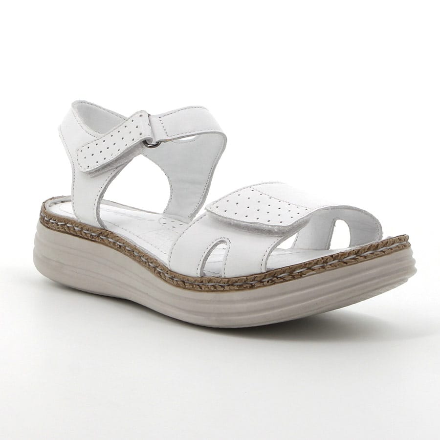 Soft Style Hush Puppies Nala Leather Sandals White Chrome