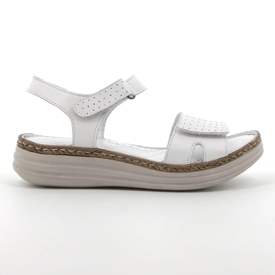 soft style Hush Puppies Nala Leather Sandals White Chrome