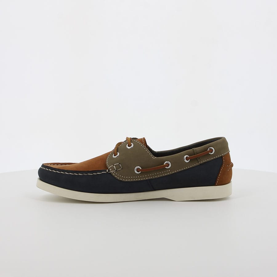 Soft Style Hush Puppies Nox Casual Boat Shoe Navy Olive Leather