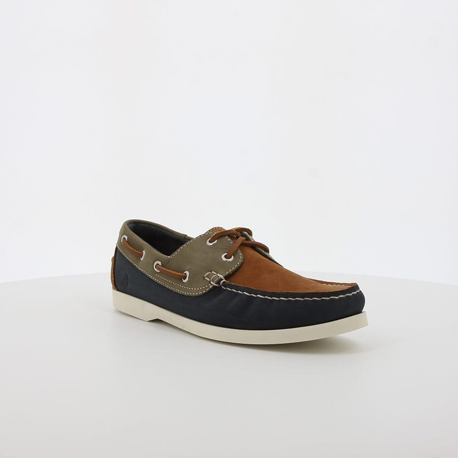 Soft Style Hush Puppies Nox Casual Boat Shoe Navy Olive Leather