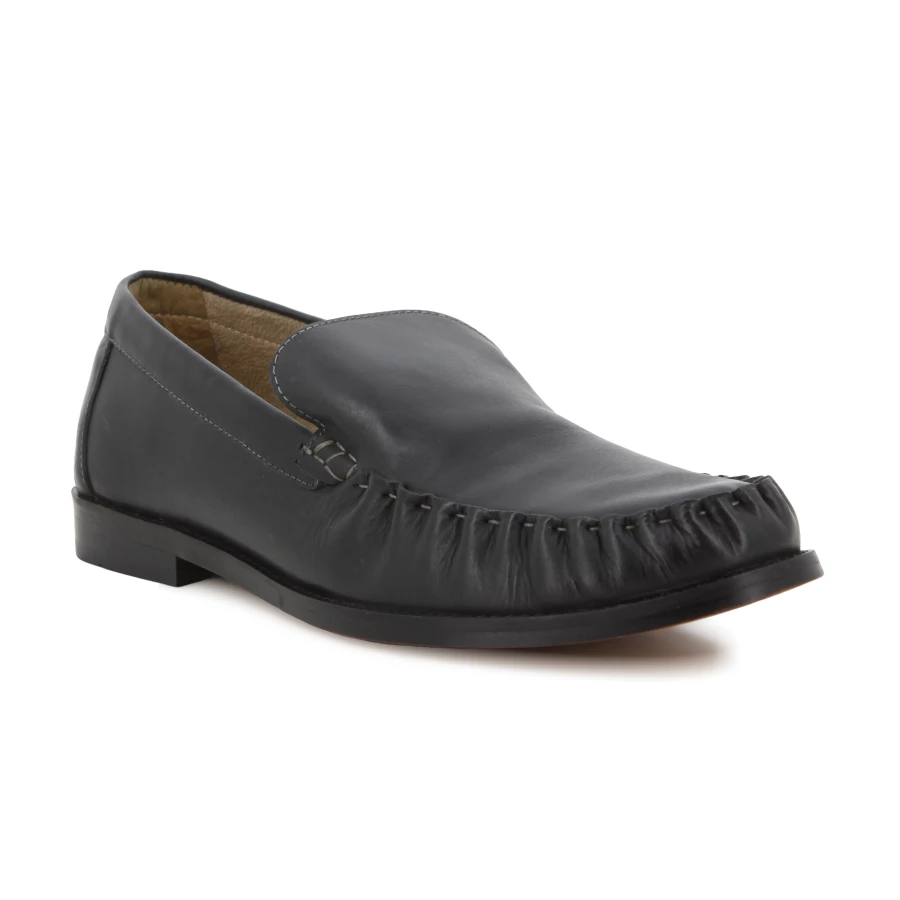 Soft Style Hush Puppies Pedro Black Slip On Cow Waxy Leather
