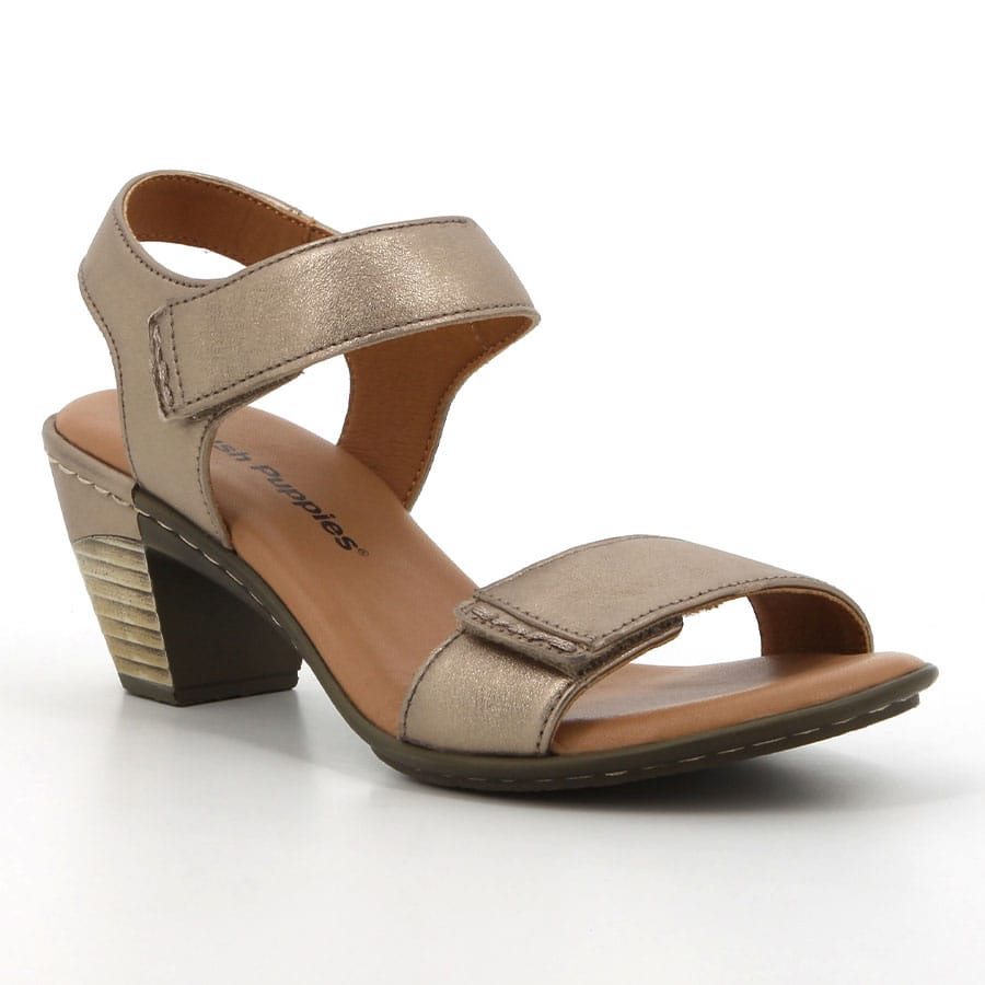 Soft Style Hush Puppies Quinn Leather Mid Heels Gravel Metallic