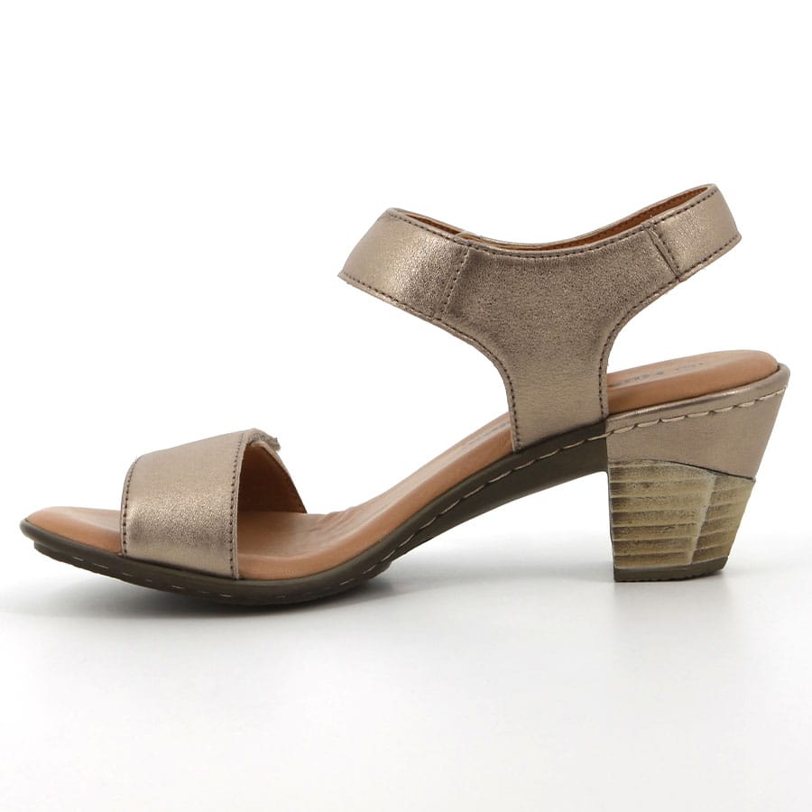 Soft Style Hush Puppies Quinn Leather Mid Heels Gravel Metallic