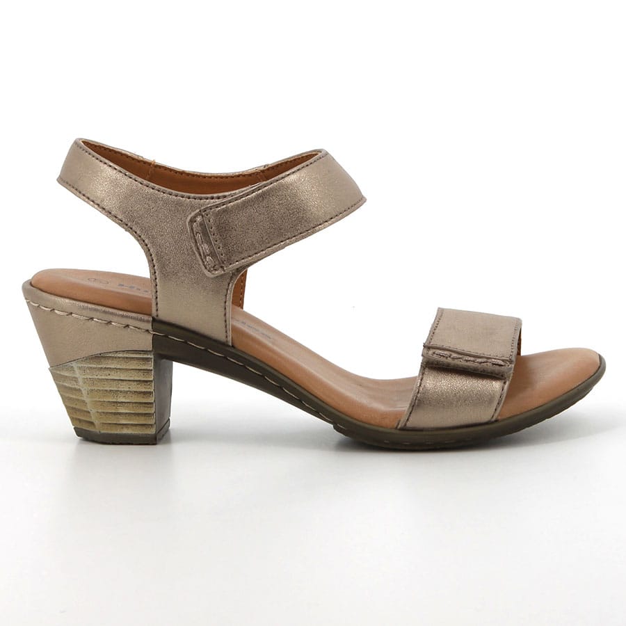 soft style Hush Puppies Quinn Leather Mid Heels Gravel Metallic