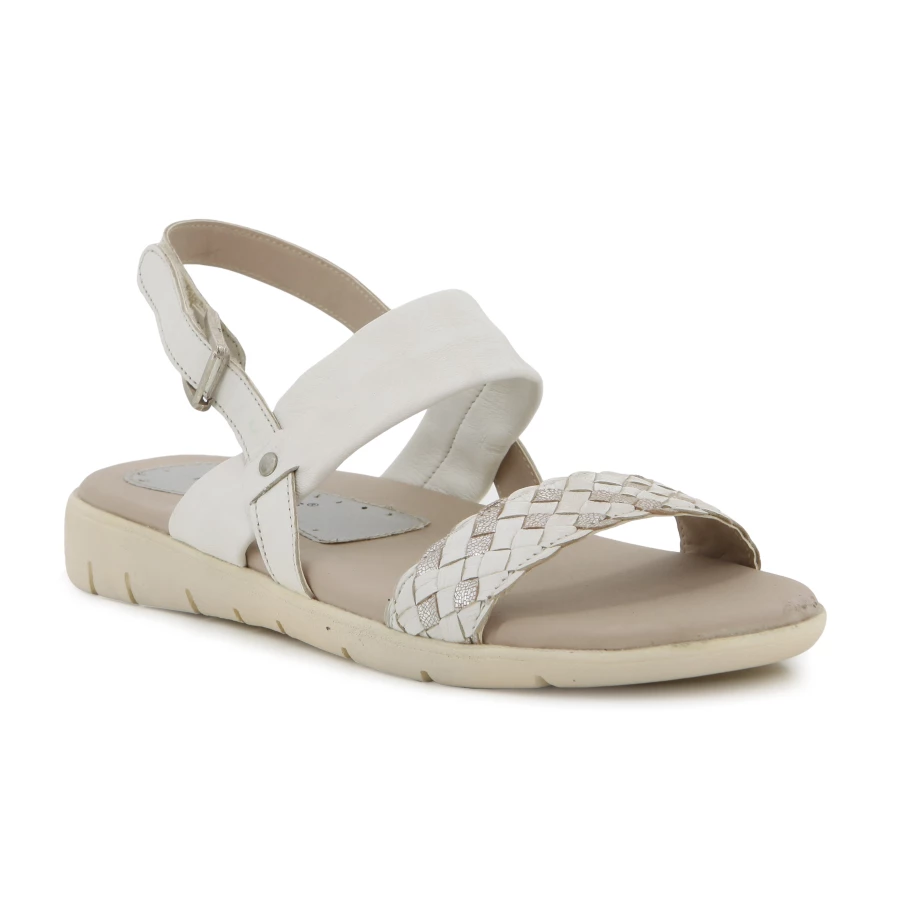 Soft Style Hush Puppies Quorra Sandals Silver Metallic Leather