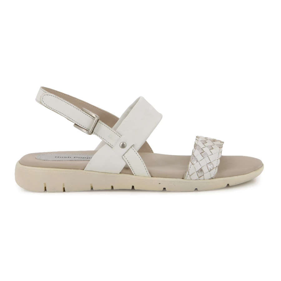 soft style Hush Puppies Quorra Sandals Silver Metallic Leather