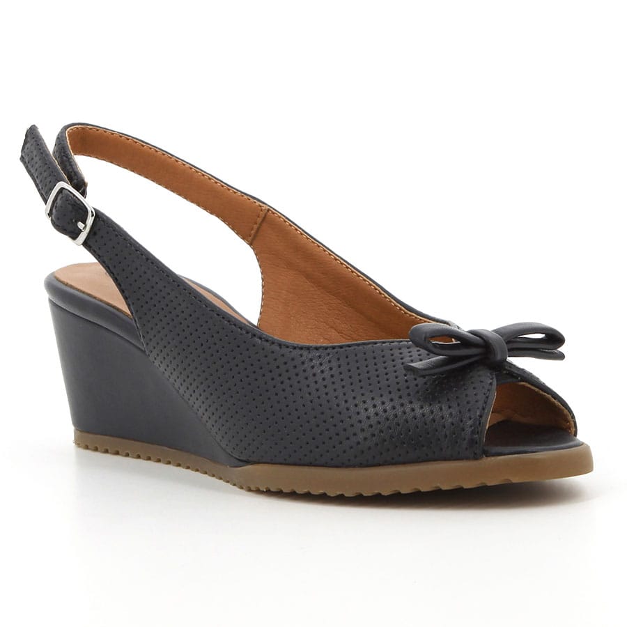 Soft Style Hush Puppies Saffron Wedges Navy Leather