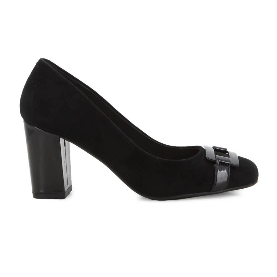 soft style Hush Puppies Trim Block Heels Black Leather