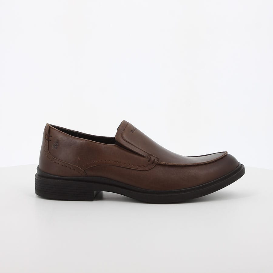 soft style Hush Puppies Victor Plain Toe Slip On Dark Tan Leather
