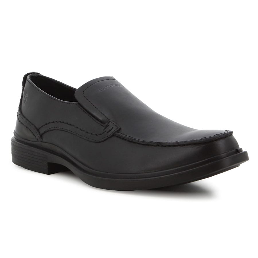 Soft Style Hush Puppies Victor Plain Toe Slip On Shoes Black Leather
