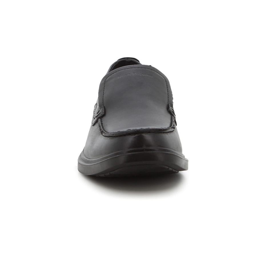 Soft Style Hush Puppies Victor Plain Toe Slip On Shoes Black Leather