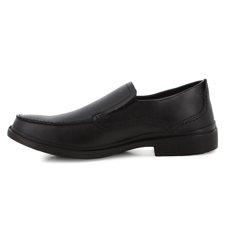 Soft Style Hush Puppies Victor Plain Toe Slip On Shoes Black Leather