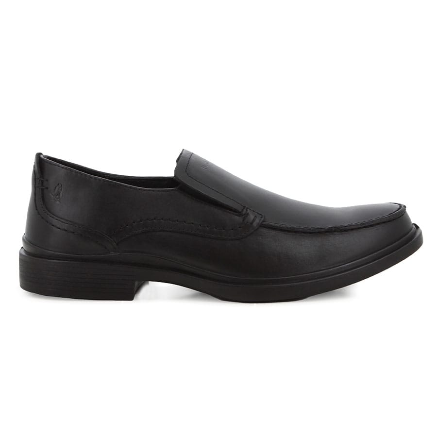 soft style Hush Puppies Victor Plain Toe Slip On Shoes Black Leather