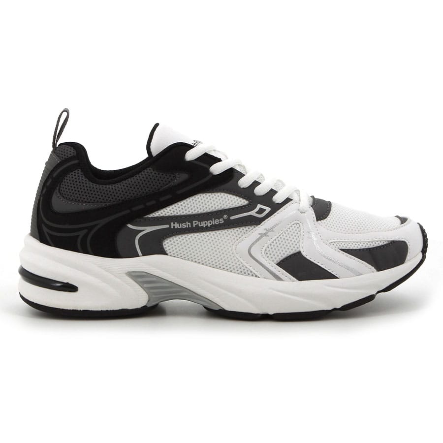 soft style Hush Puppies Wally Sneakers White Black Grey PU