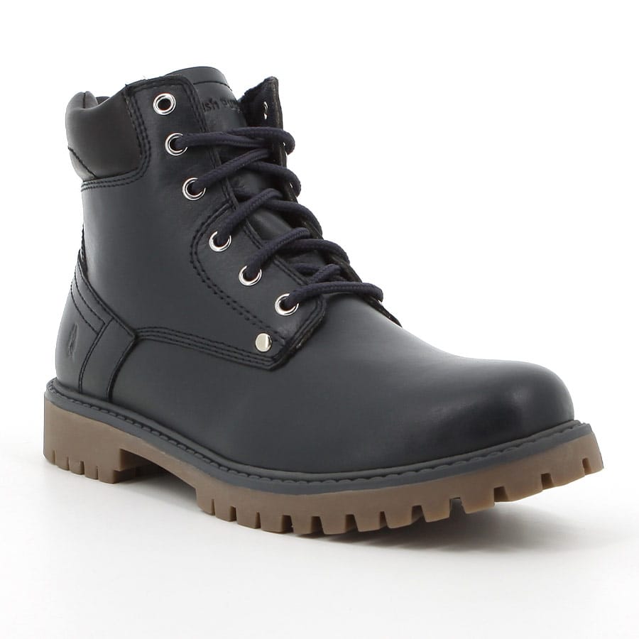 Soft Style Hush Puppies Wrangle Leather Ankle Boots Denim Blue