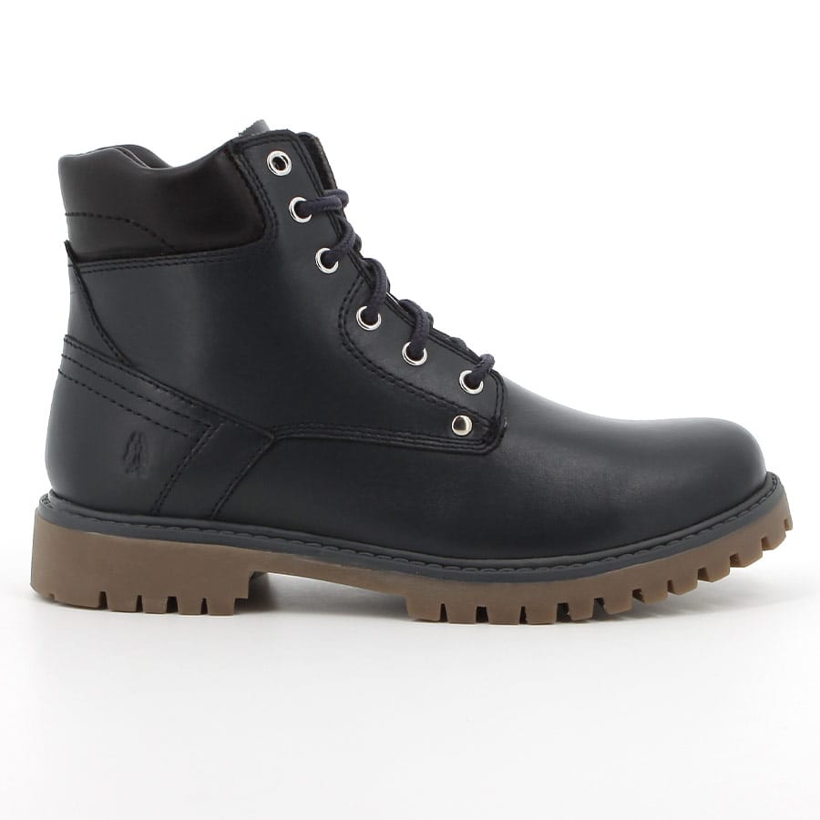 soft style Hush Puppies Wrangle Leather Ankle Boots Denim Blue