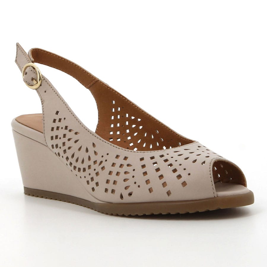 Soft Style Hush Puppies Katya Wedges Beige Leather