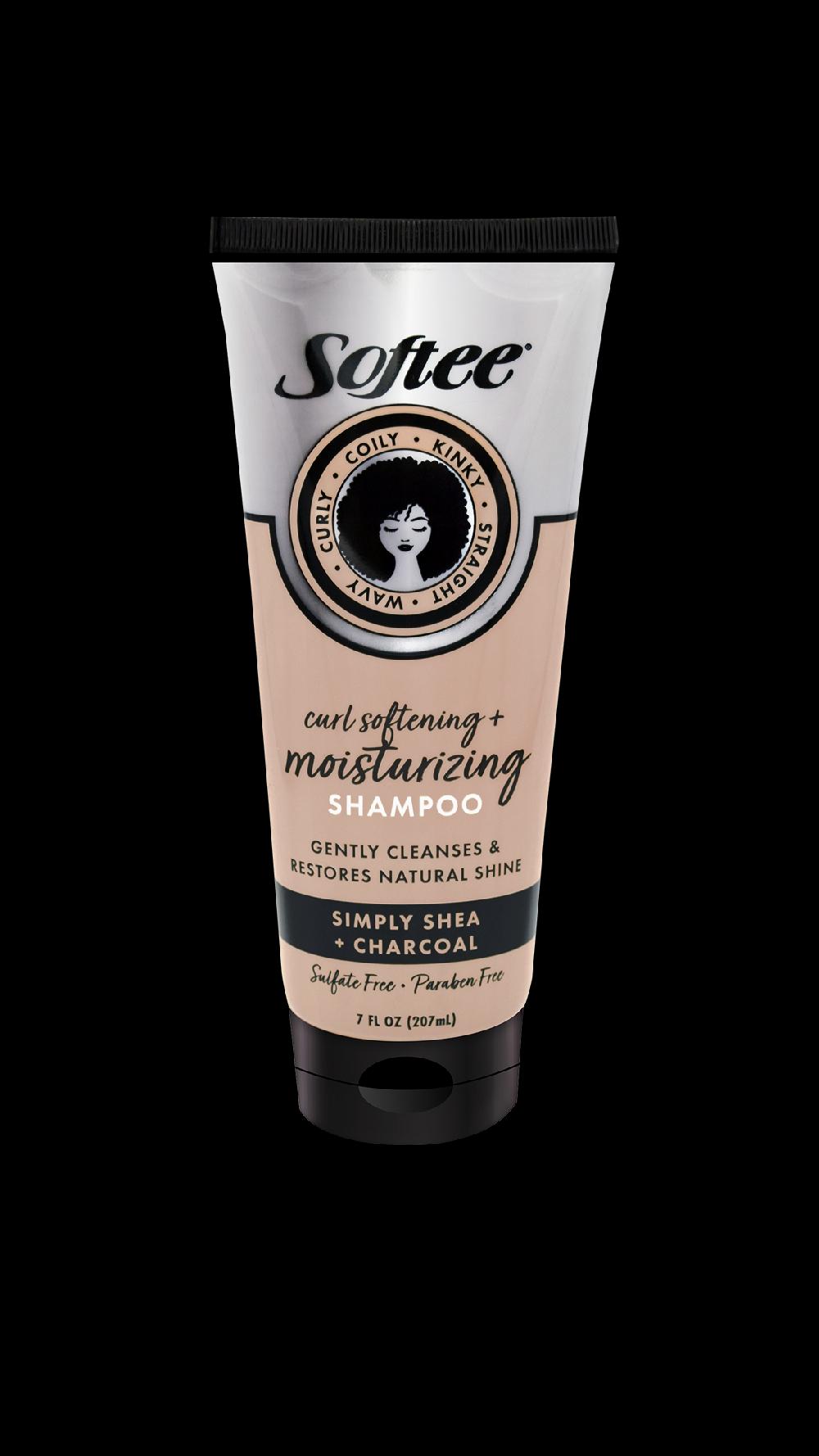 softee Simply Shea + Charcoal Curl Softening & Moisturizing Shampoo
