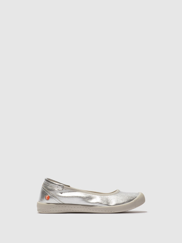 softinos Elasticated Ballerinas ILMEI737SOF LAMINATO SILVER