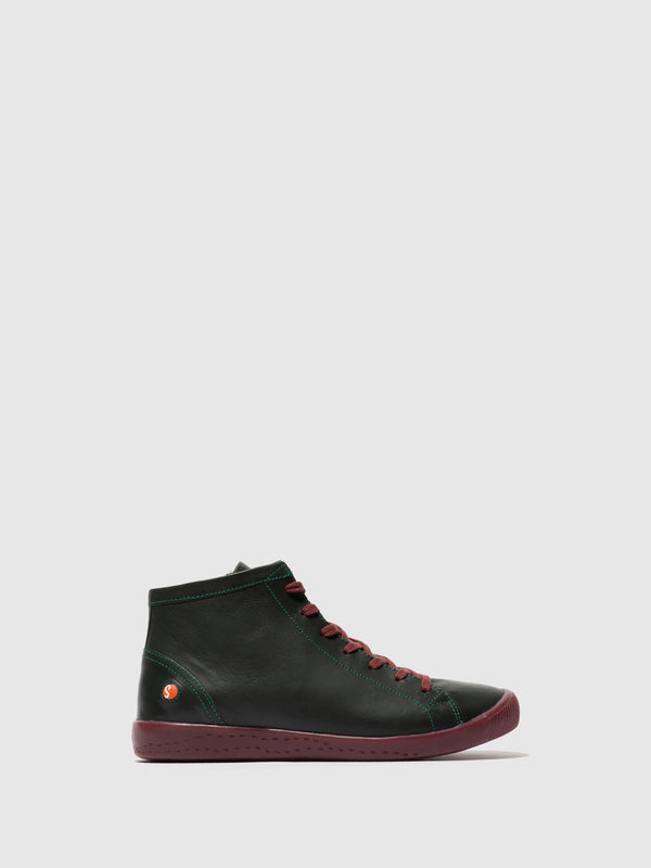 softinos Lace-up Ankle Boots IBBI653SOF FOREST GREEN W/ DK.RED SOLE