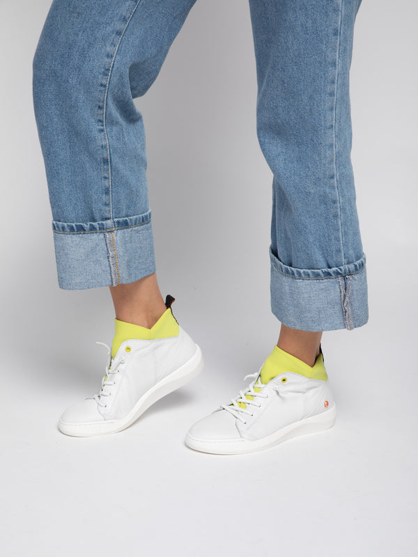 softinos Slip-on Trainers BIEL549SOF SMOOTH WHITE W/ YELLOW NEOPRENE