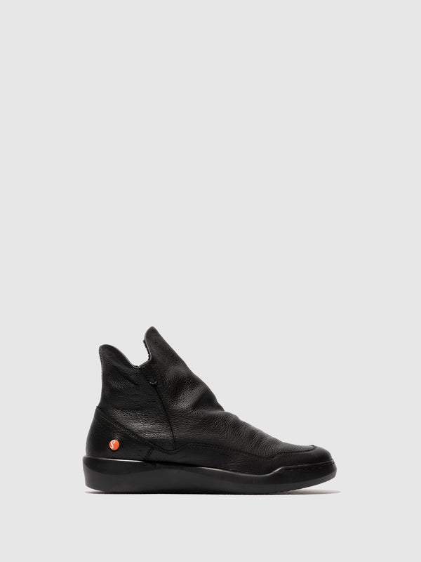 softinos Zip Up Ankle Boots BUDY805SOF BLACK (BLACK SOLE)