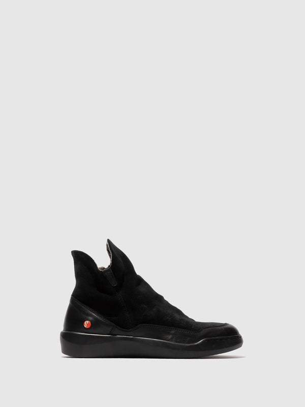 Softinos Zip Up Ankle Boots BUDY805SOF SMOOTH & SUEDE BLACK