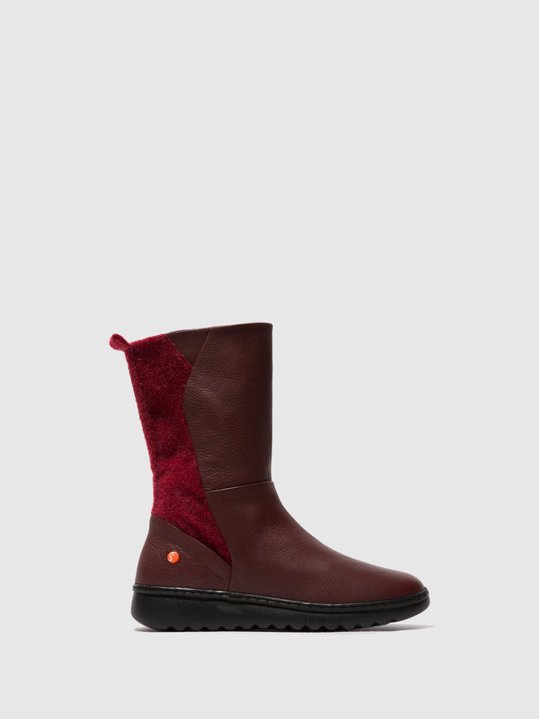 Softinos Zip Up Boots EZRA649SOF DK. RED W/BORDEAUX FELT