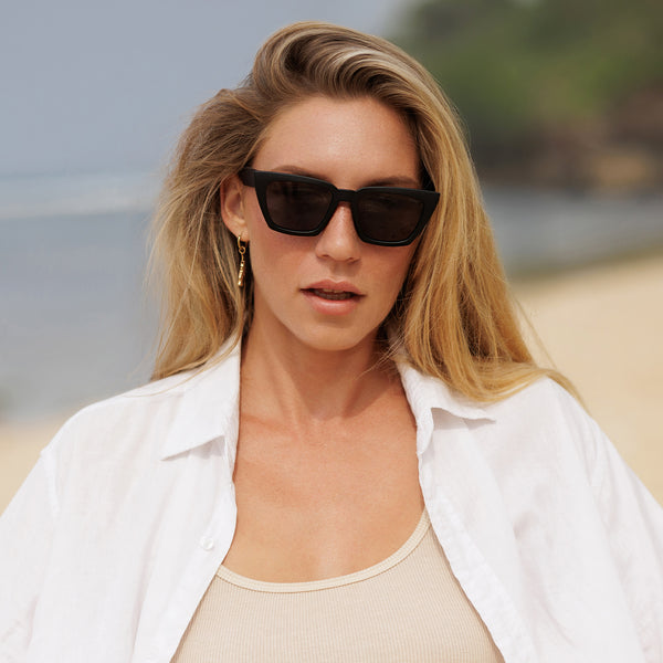 Sojos Atlantic Ocean Sunglasses Black Frame Grey Lens