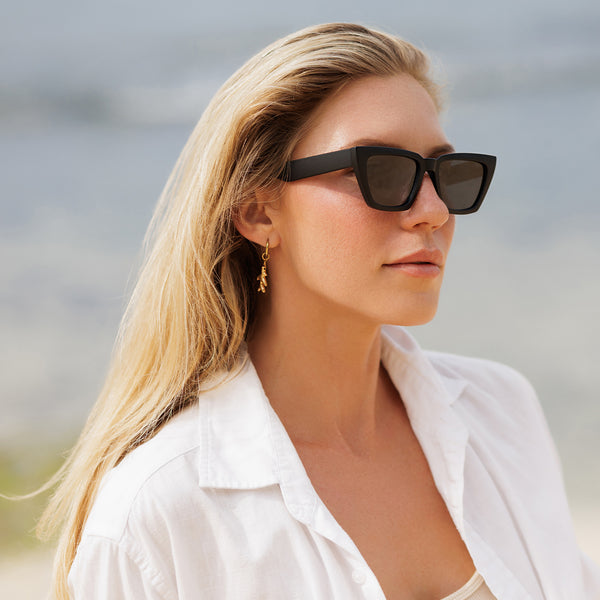 Sojos Atlantic Ocean Sunglasses Black Frame Grey Lens