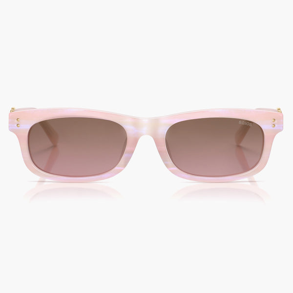sojos Lace Coral Sunglasses Pink Frame Pink Brown Grading Lens