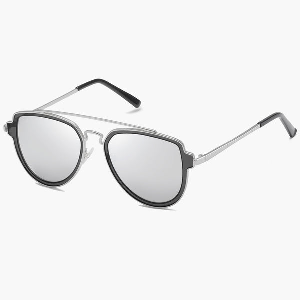 Sojos MANDARIN Sunglasses Silver Frame Silver Mirrored Lens
