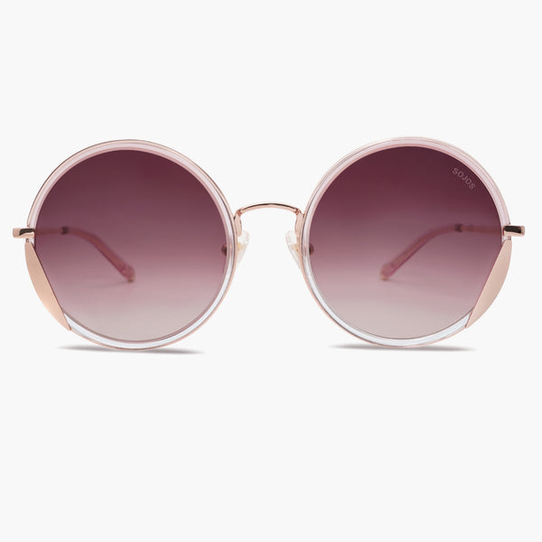 sojos Mermaid Sunglasses Clear Pink Frame Gradient Brown Pink Lens