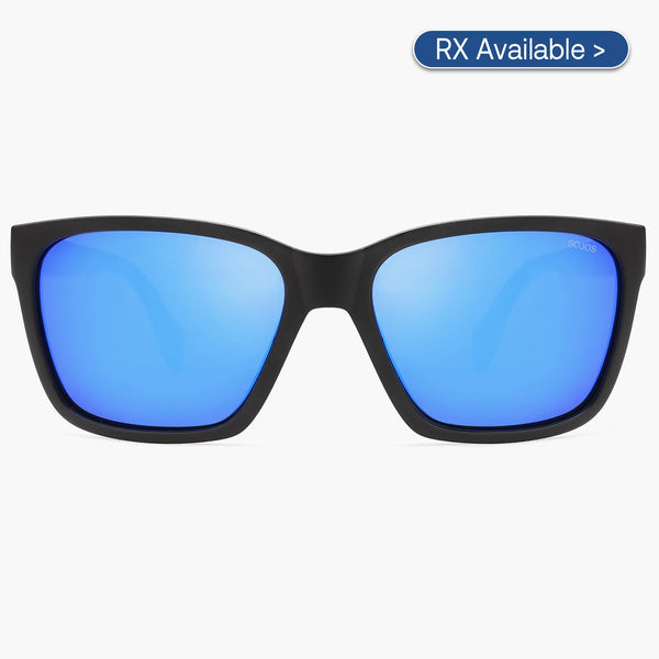 Sojos Pacific Ocean Sunglasses Black Frame Grey Lens