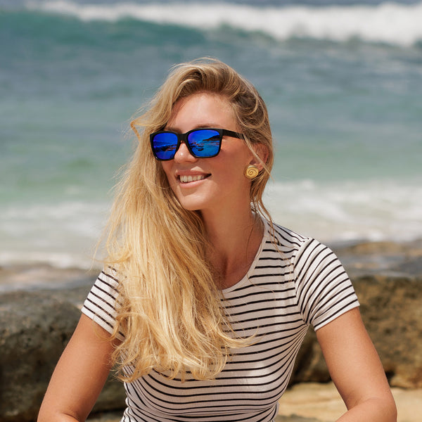 Sojos Pacific Ocean Sunglasses Black Frame Grey Lens