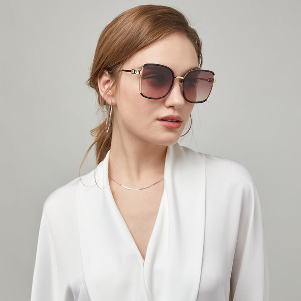 Sojos Precious Sunglasses Black Frame Gradient Grey Lens