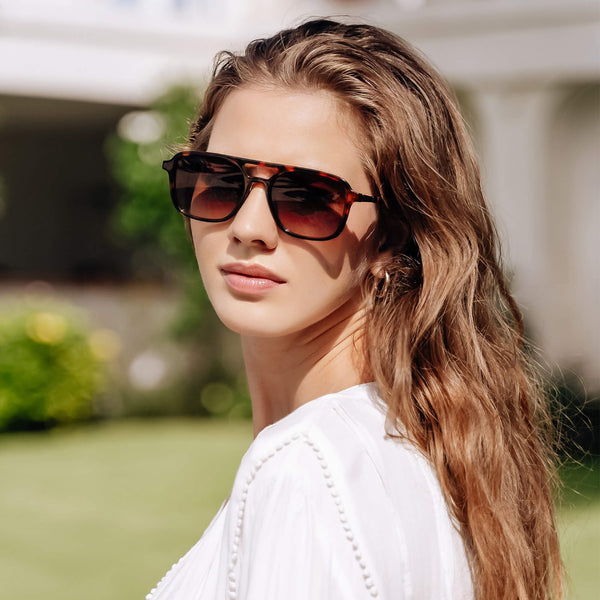 Sojos Sandra Sunglasses Brown Tortoise Frame Gradient Brown Lens