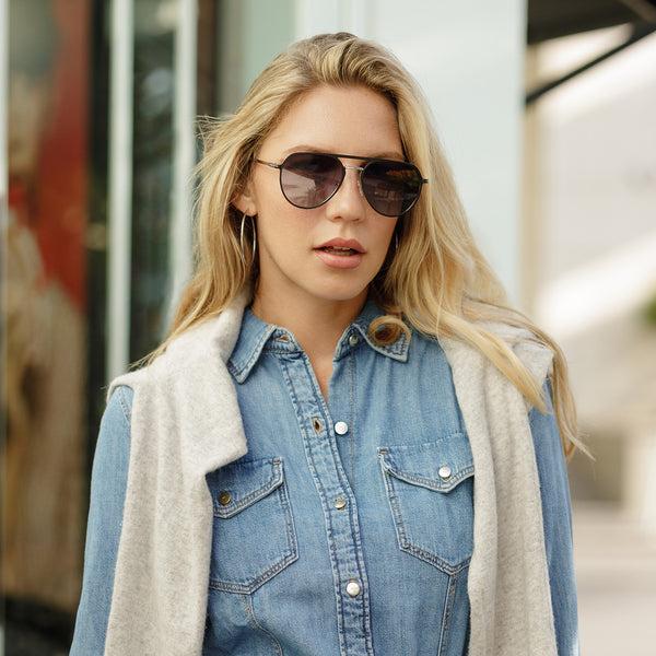 Sojos SJ1204 Sunglasses Black Gold Frame Green Lens