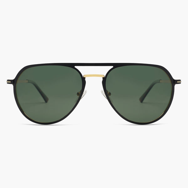 sojos SJ1204 Sunglasses Black Gold Frame Green Lens