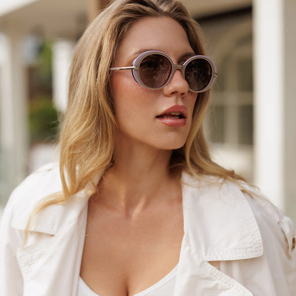 Sojos SJ3128 Sunglasses Purple Frame Gradient Brown Lens