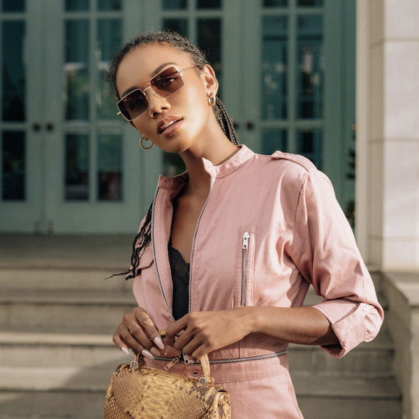 Sojos Alexia Sunglasses Gold Frame Black Lens