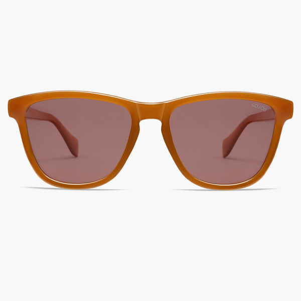 sojos Baleen Sunglasses Brown Frame Red Lens