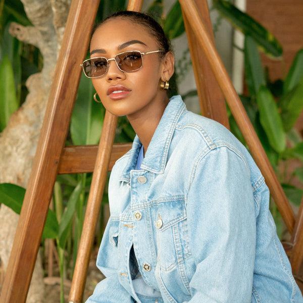 Sojos BELONG Sunglasses Gold Frame Grey Lens