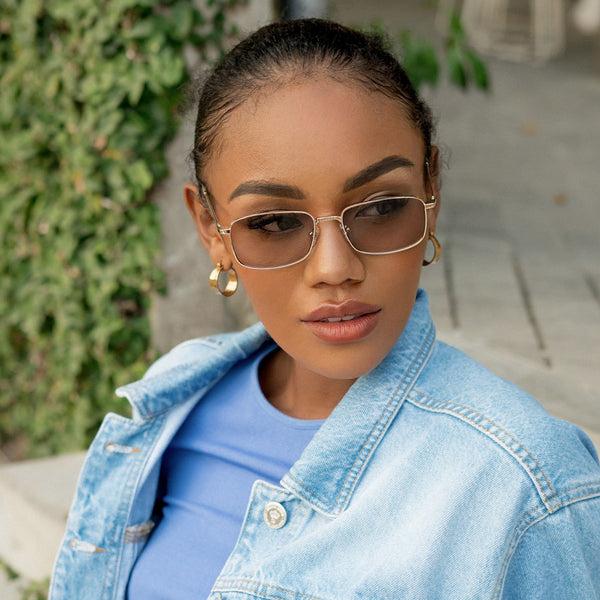 Sojos BELONG Sunglasses Gold Frame Grey Lens