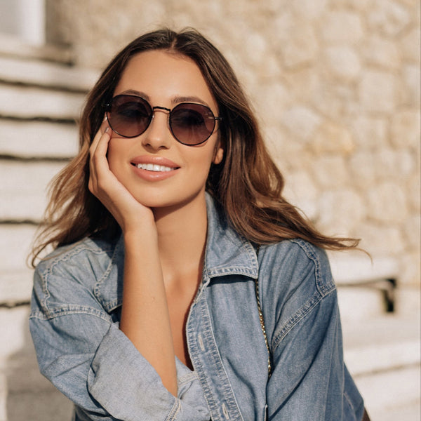 Sojos BREEZE Sunglasses Gold Frame Grey Lens